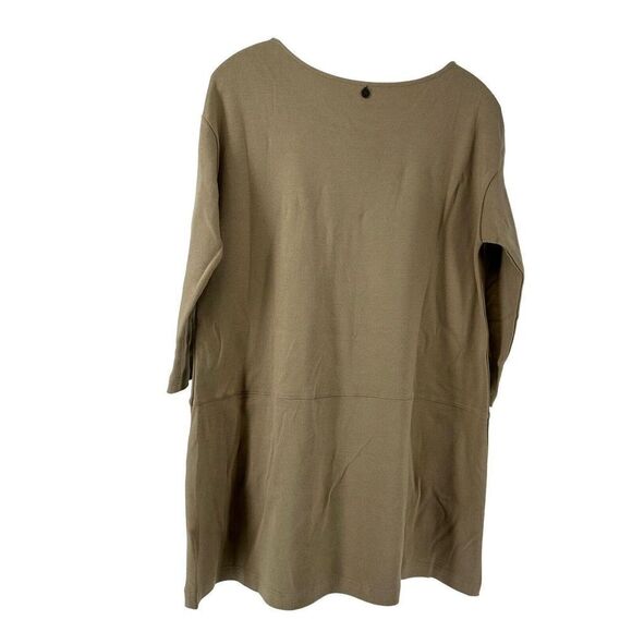 Soft Surroundings Tunic Brown 3/4 Sleeve Boat Neck Size Petite M Faux Zip Pocket - Picture 3 of 6
